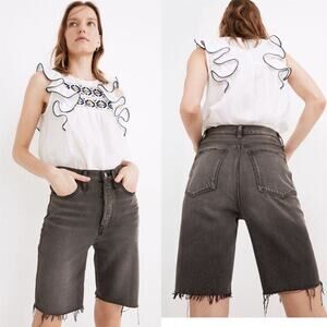 Madewell High-Rise Long Denim Bermuda Shorts in Bronxdale Wash 25